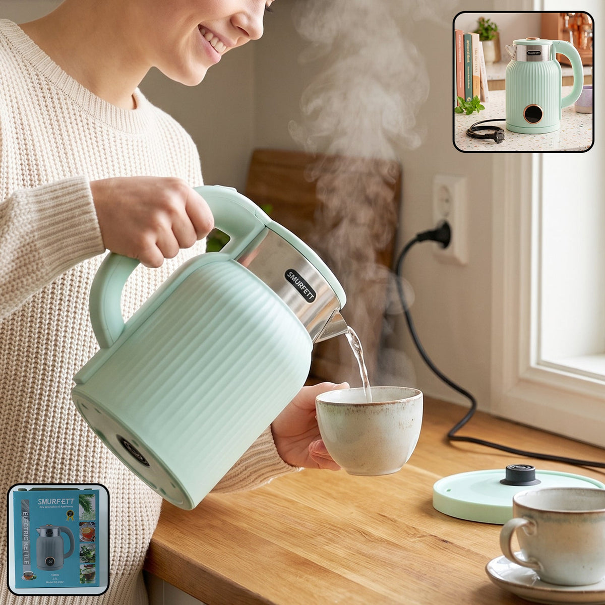 Electric kettle, 2 litre 1500W for tea, coffee, milk and hot water (1 pc) Main image