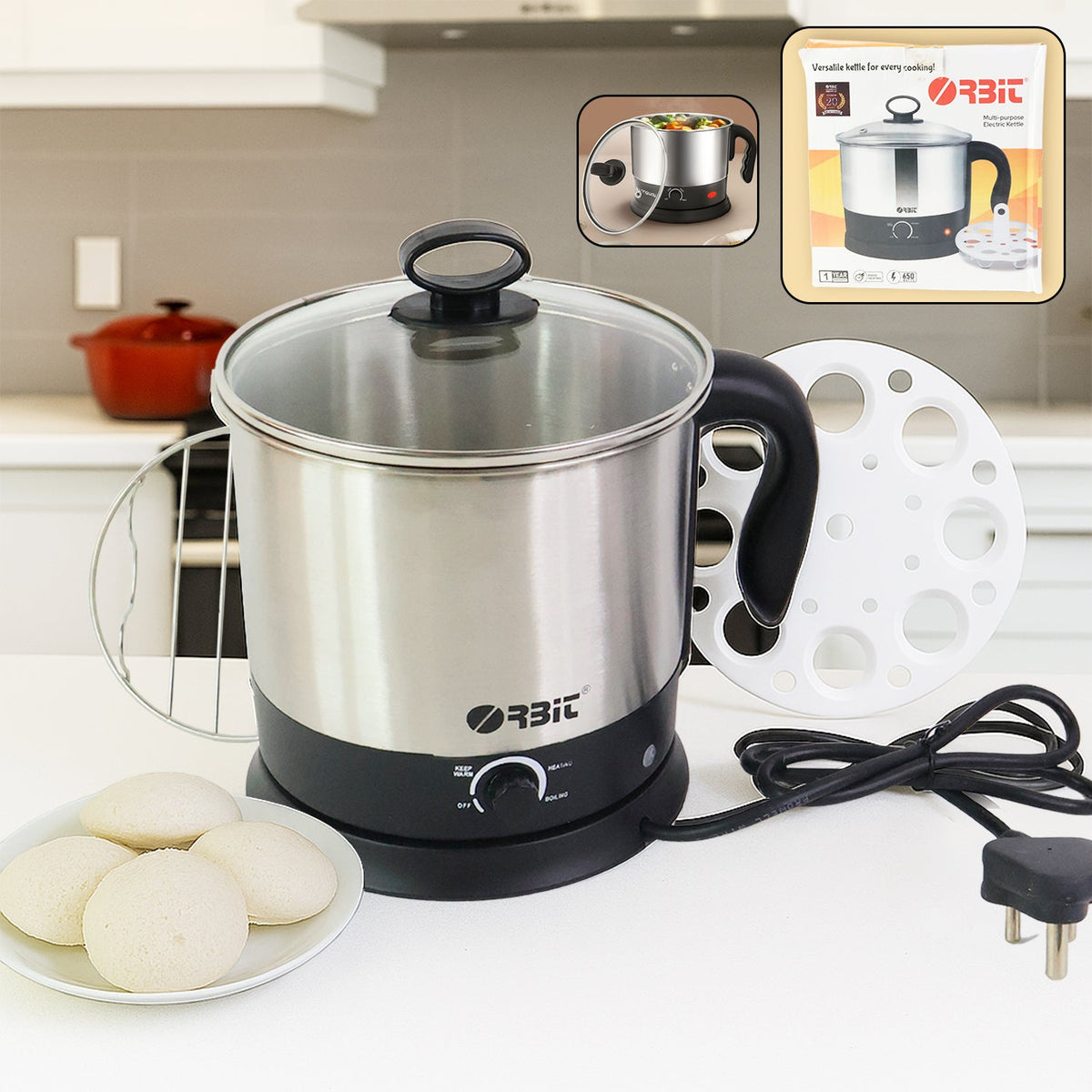 650W Electric Idli Cooker and Steamer with stainless steel body Main image