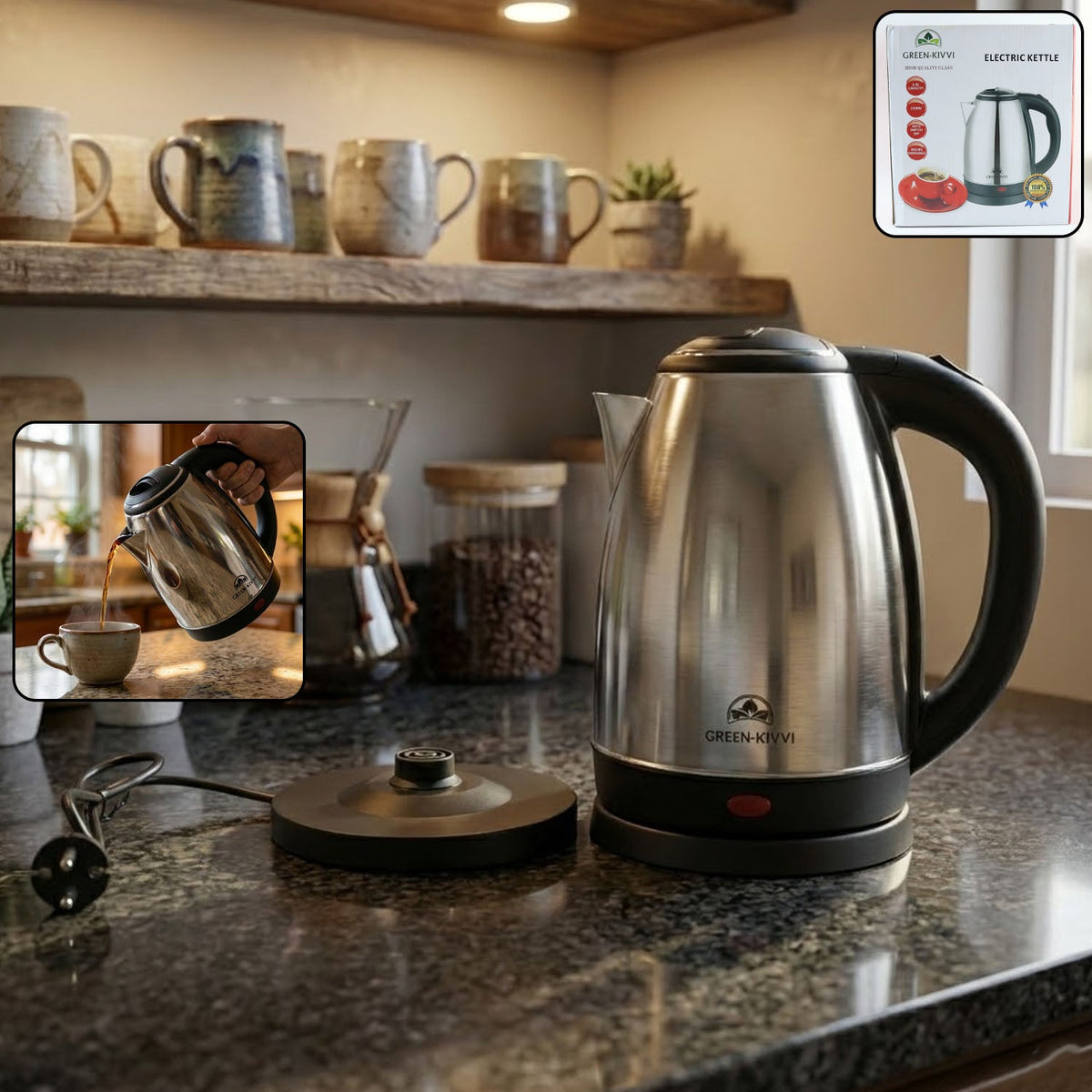 Electric stainless steel kettle with 1800ml capacity and fast boil technology Main image