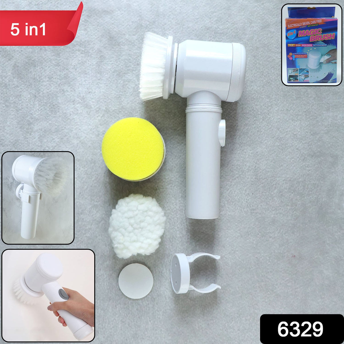Close-up view of multiple replaceable heads for electric spin cleaning brush Main image