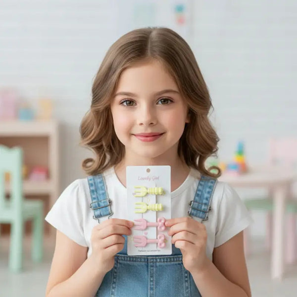 Mini Fork Hair Clips – Pastel Cute Hair Pin Set of 4 for Girls & Women