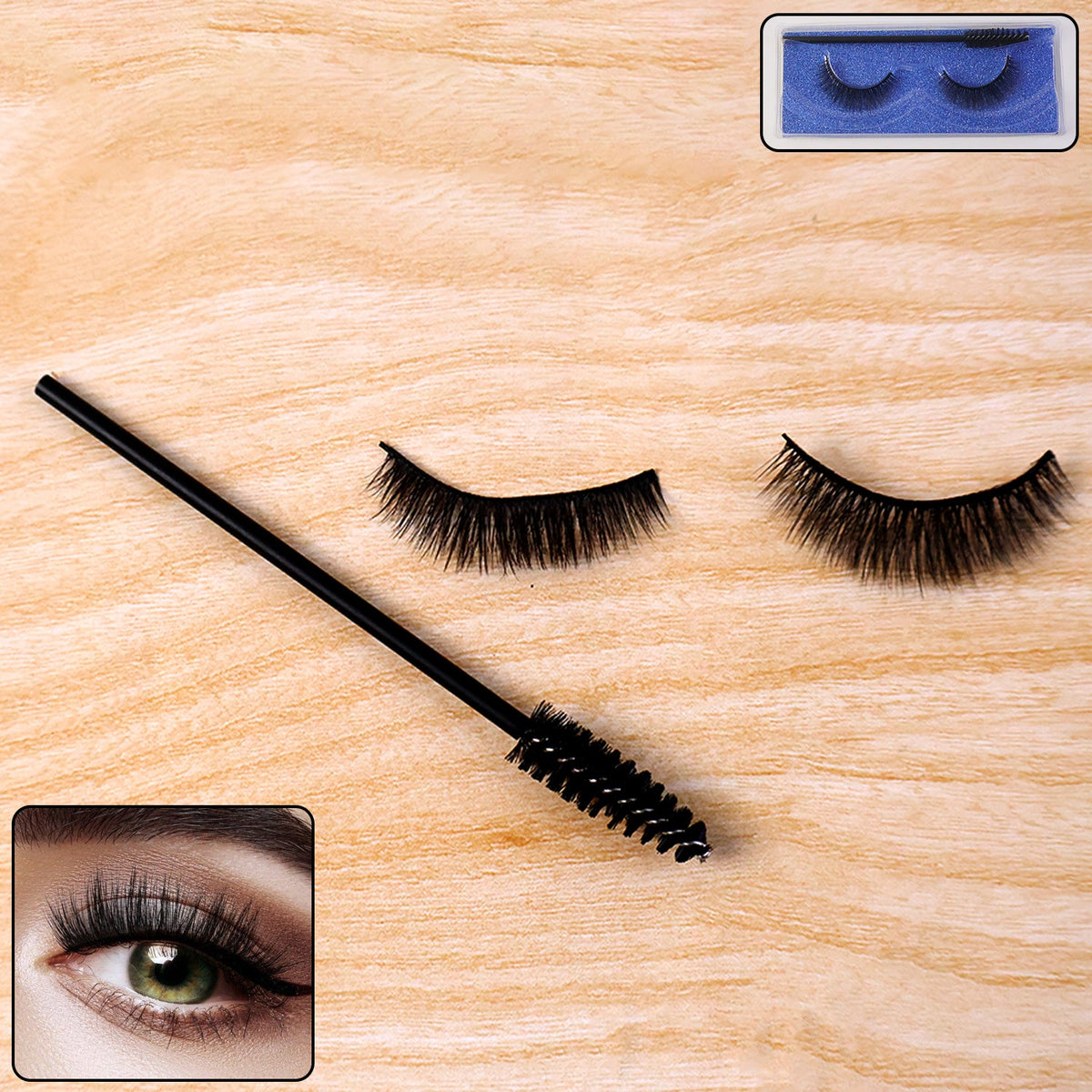 3D Mink Eyelashes Set with applicator for full volume look Main image