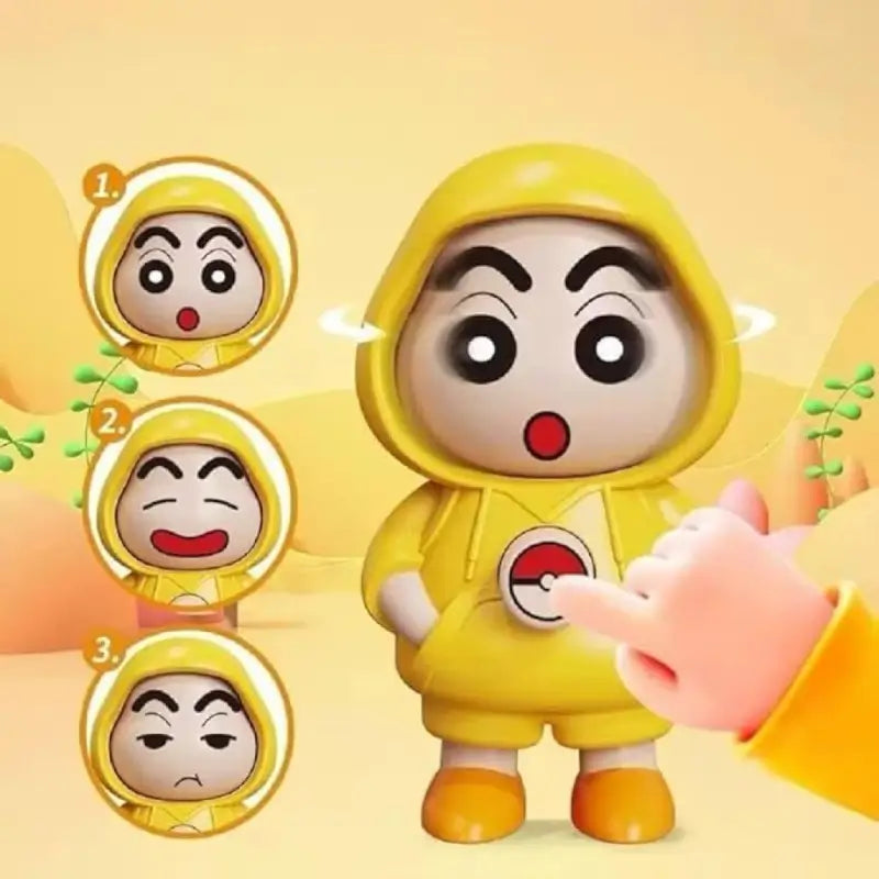 Shinchan 3D Face Changing Cartoon Keychain with 3 Expressions ABS Action Figure Key Ring for Keys Bags Backpack (Yellow) Main image