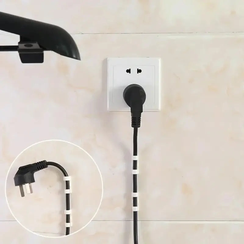 Mobile Phone Stand Combo Set – Foldable Desk Stand with Cable Organizer Clips & USB Charging Cable