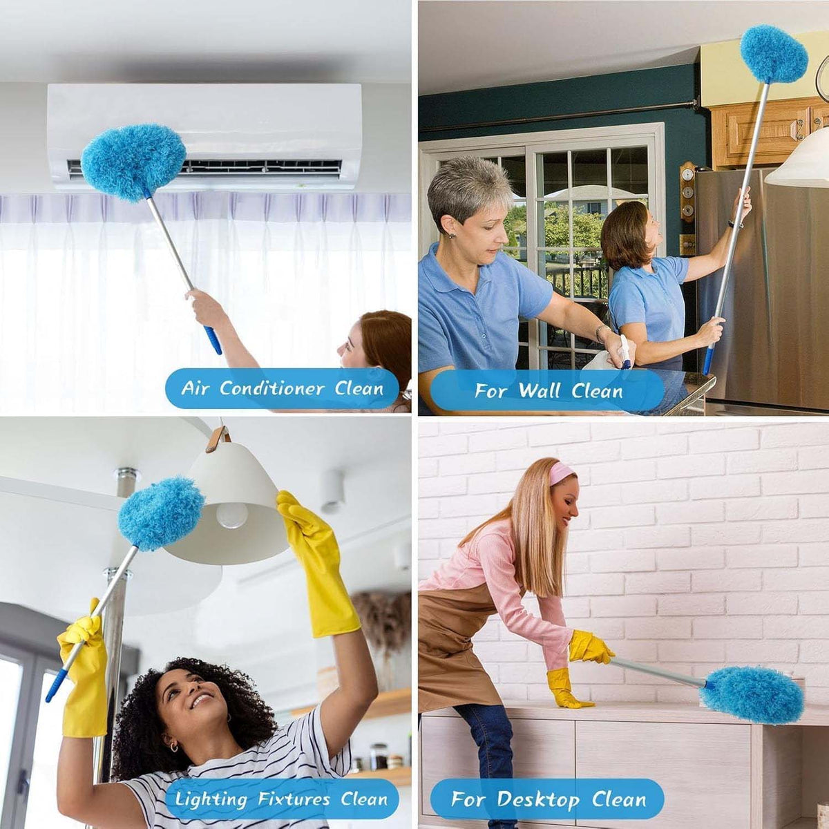 Extendable microfiber cleaning duster with soft round head for effective dust removal Main image