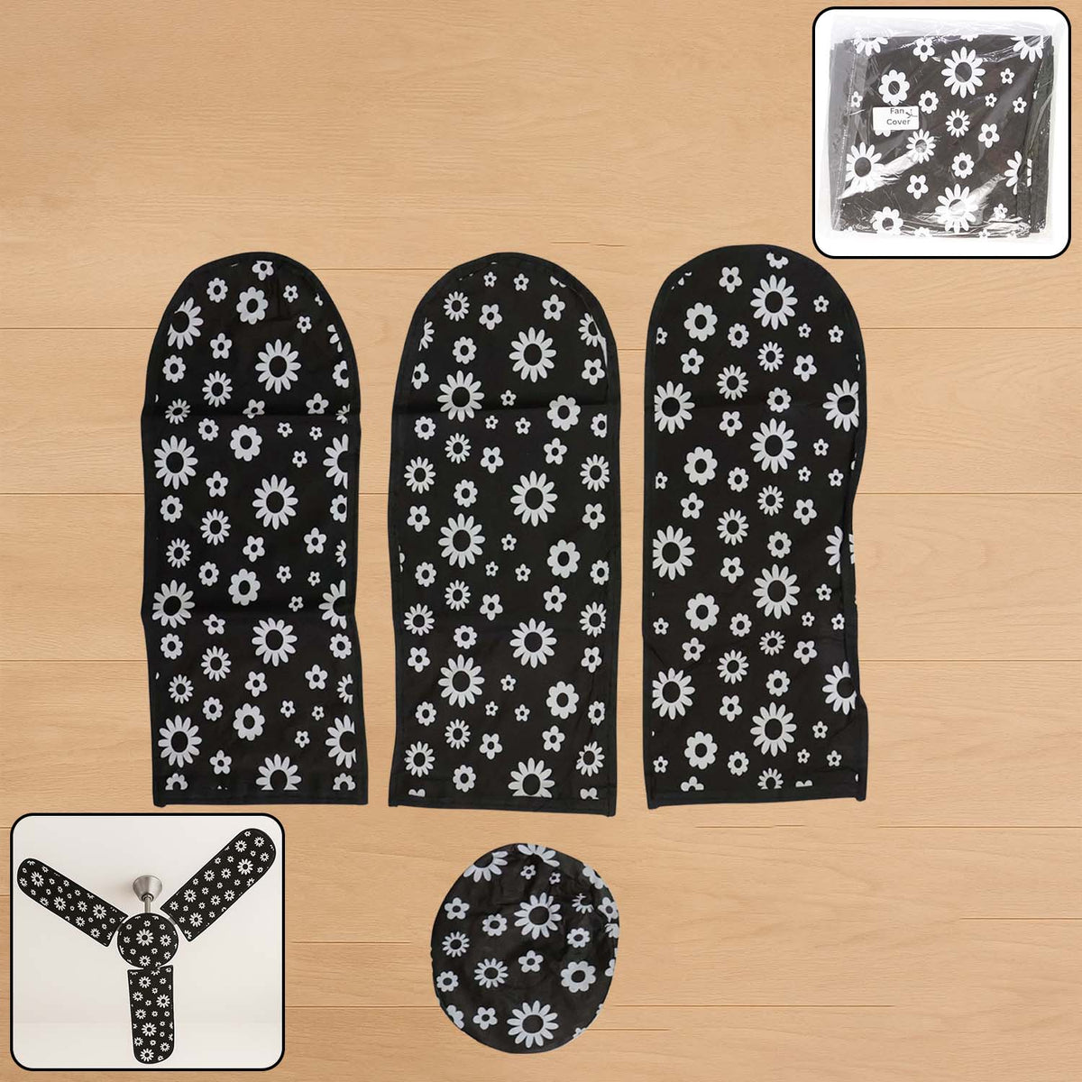 4-in-1 washable ceiling fan dust covers for blades and motor Main image