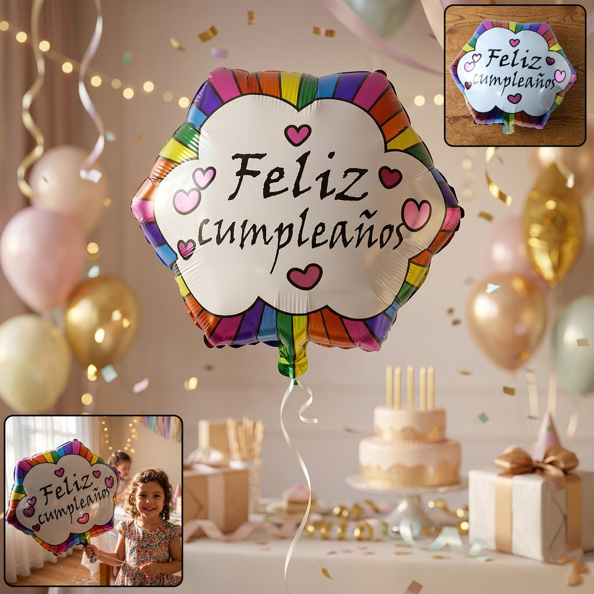 Vibrant Feliz Cumpleanos foil balloon for birthday celebrations Main image