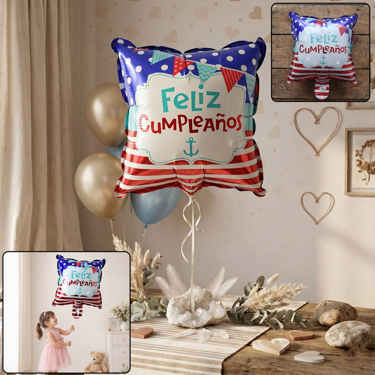 Colorful Feliz Cumpleanos foil birthday balloon for celebration Main image