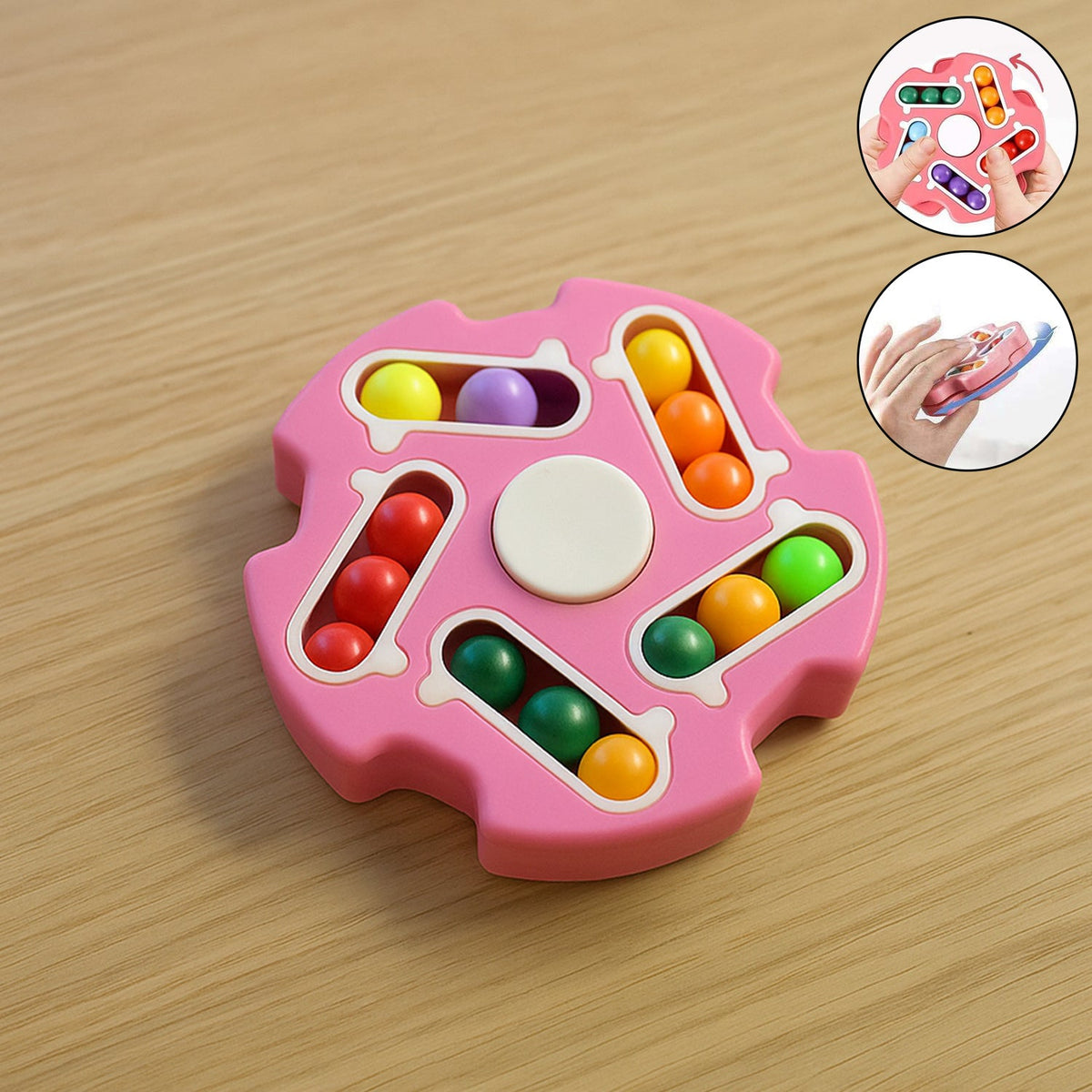 Fidget Magic Cube Spinner Toy showing the multi-track sliding bead puzzle for stress relief and focus. Main image