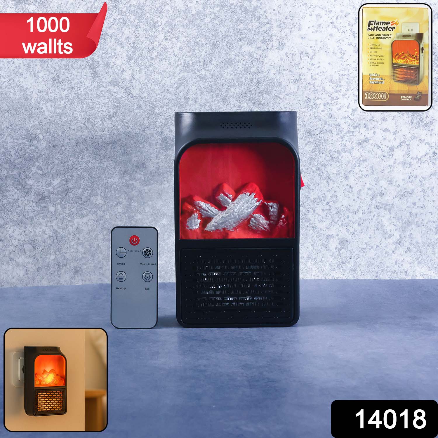 Electric Fireplace Heater – Realistic LED Flame | Secondary image