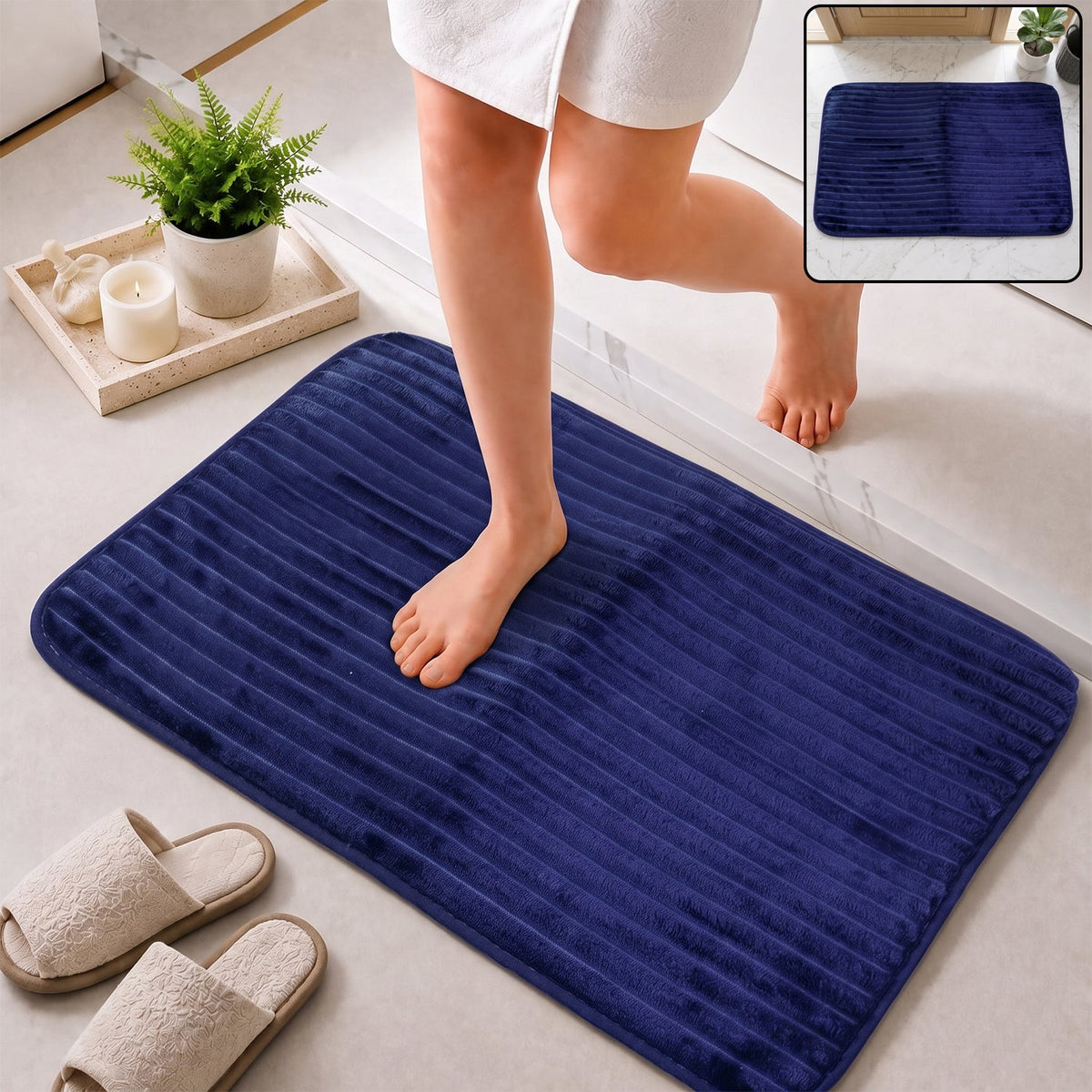 Anti slip soft carpet mat, 60 x 39 cm memory foam absorbent bath mat (1 pc) Main image