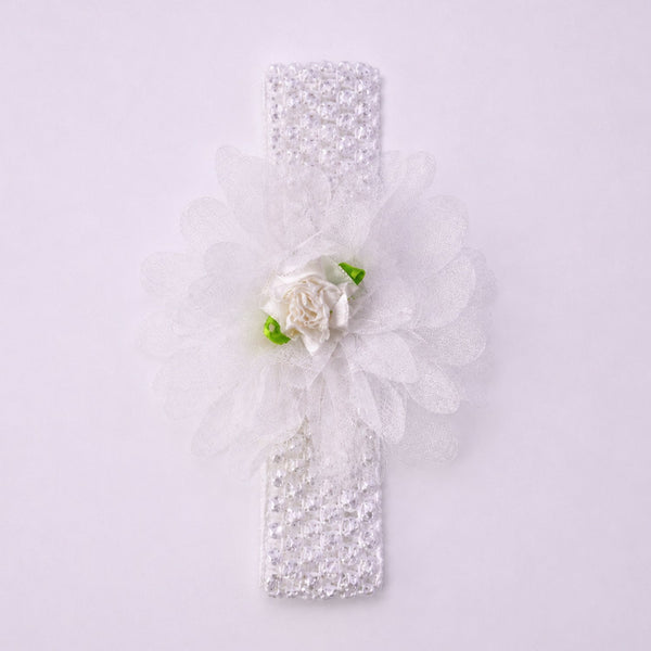 Baby girl floral headband with stretchable elastic band for a snug fit