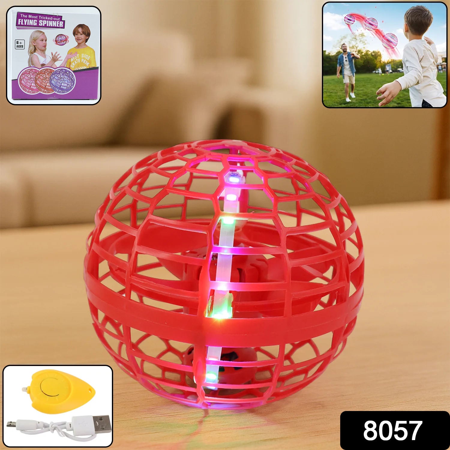 Flying Ball Toy – RGB Lights, 360° Rotation & USB | Spark Tots Secondary image