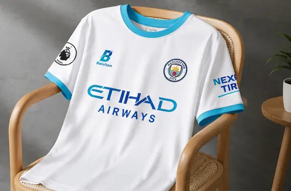 White Jersey Men's Printed Sports T-Shirt – Short Sleeve Athletic Football Jersey