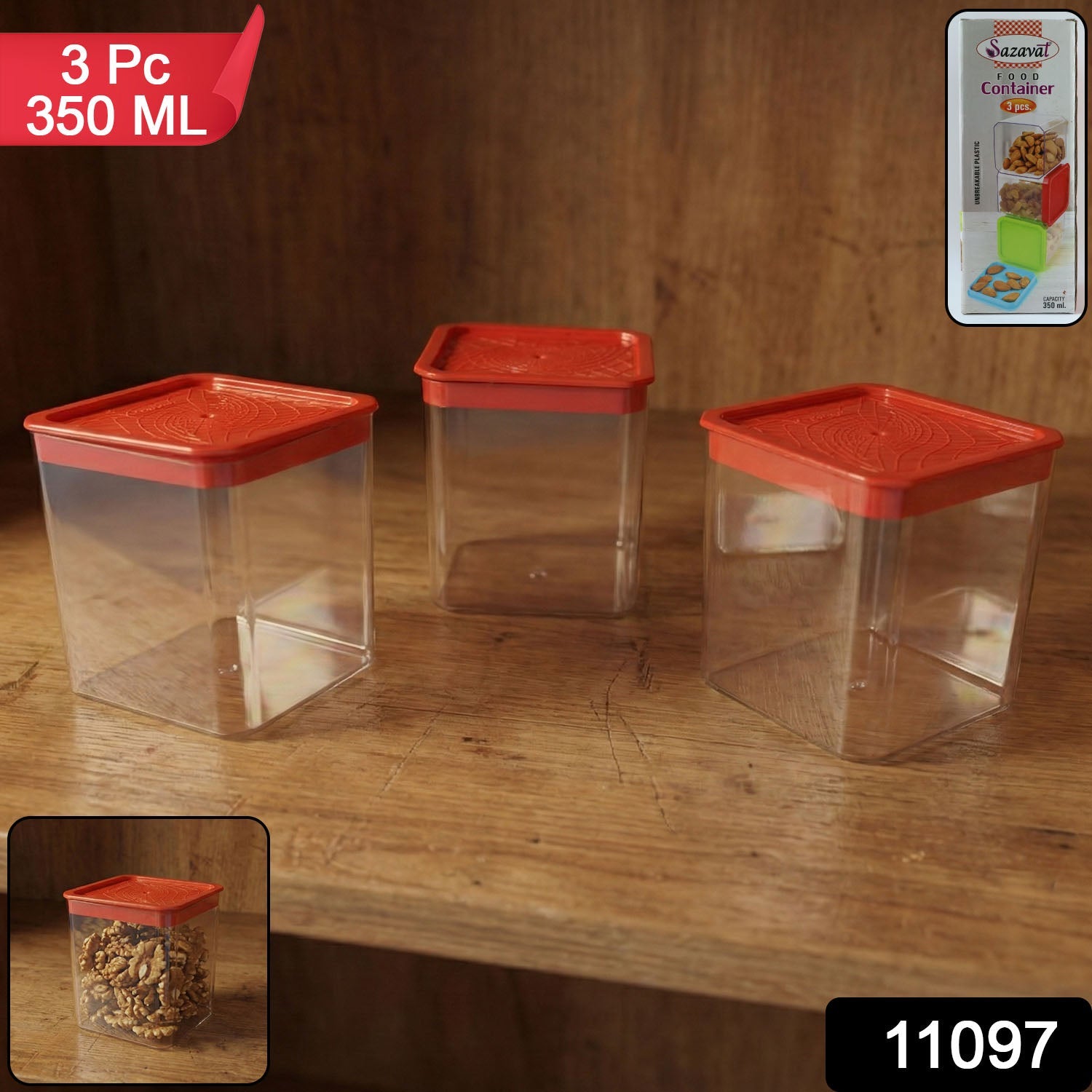 Airtight Food Storage Container Set – 3 Pieces, 350 ml Each Secondary image