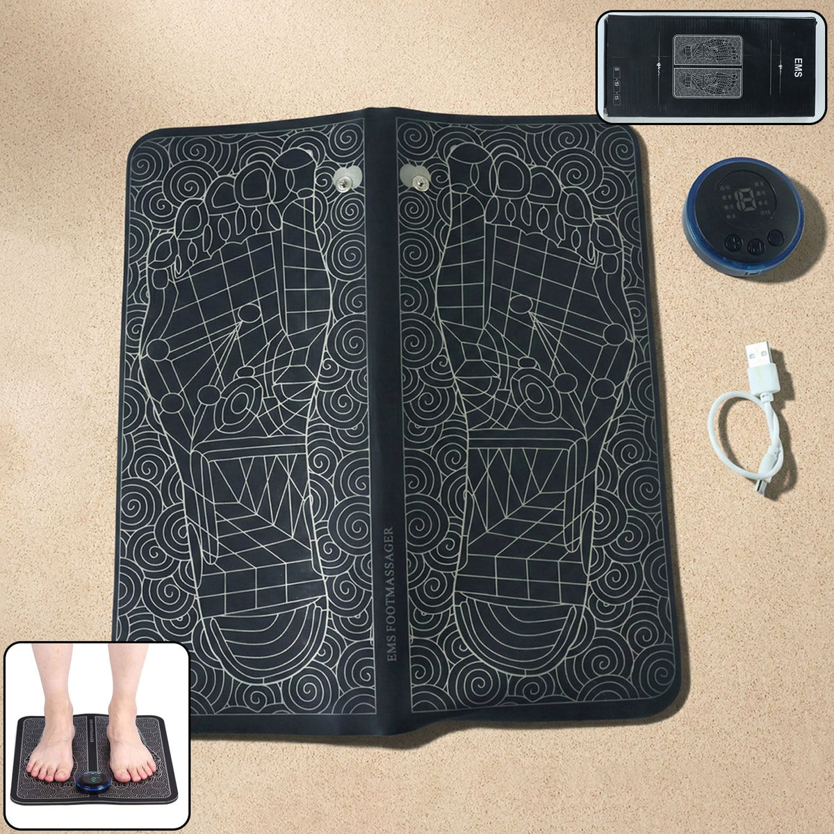 Electric EMS Foot Massage Mat providing foot relaxation with precise pulse zones Main image