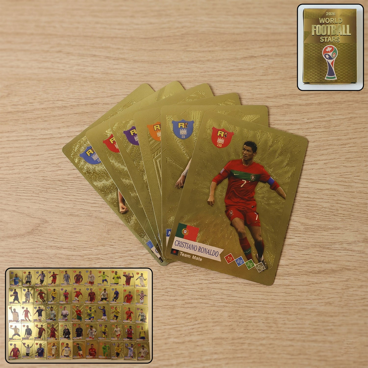 High-quality football trading cards with gold finish Main image