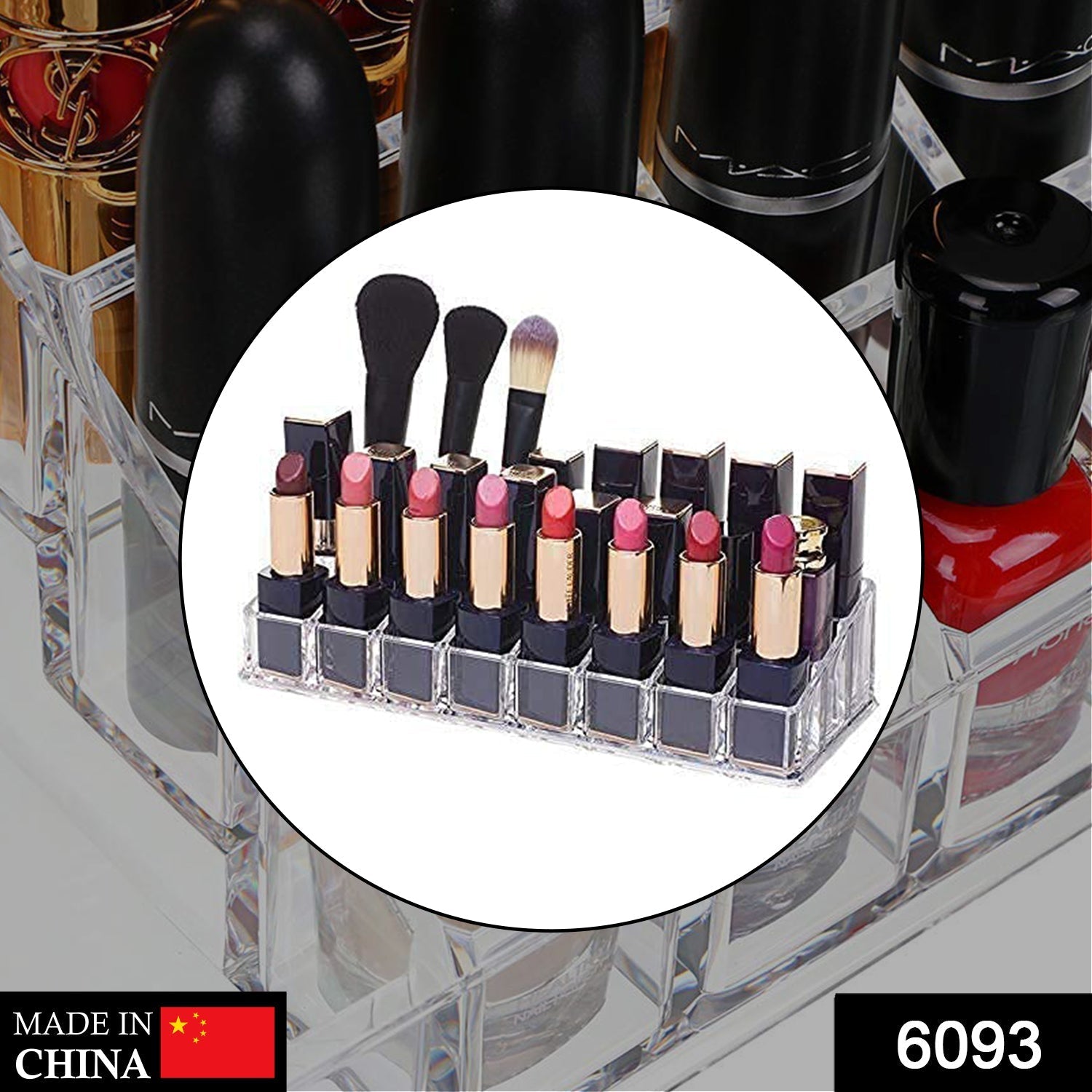 Acrylic Lipstick Holder – 24 Section Cosmetic Organizer | Organivo Secondary image