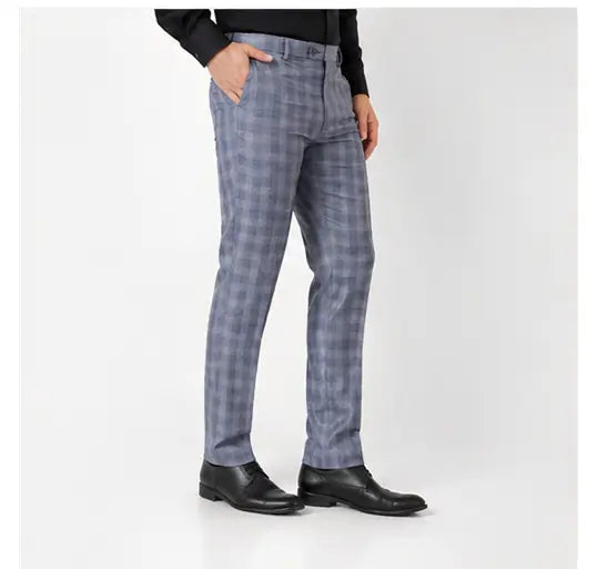Men's Checked Trousers – Slim Fit Polycotton Pants for Casual, Office & Party Wear