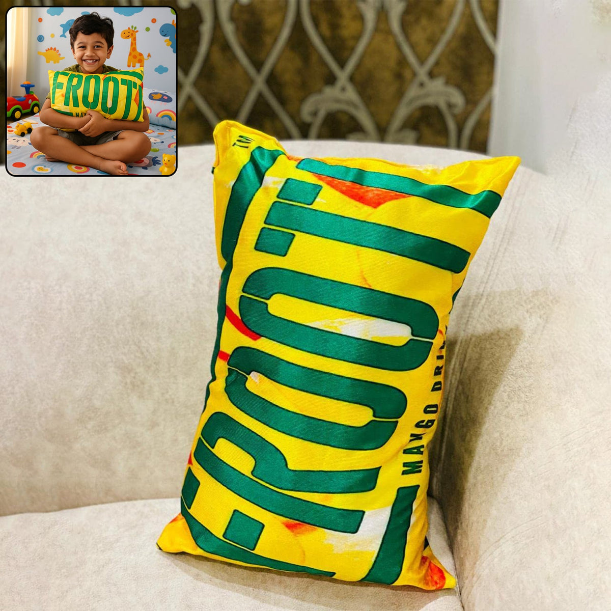 Soft plush kids cartoon pillow with colorful print for baby comfort Main image