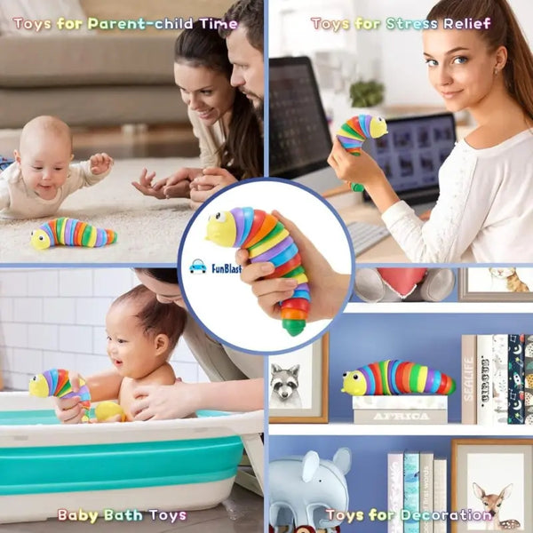 Colorful Finger Slug Toy – Multicolor Stretchable Caterpillar Fidget Toy for Kids