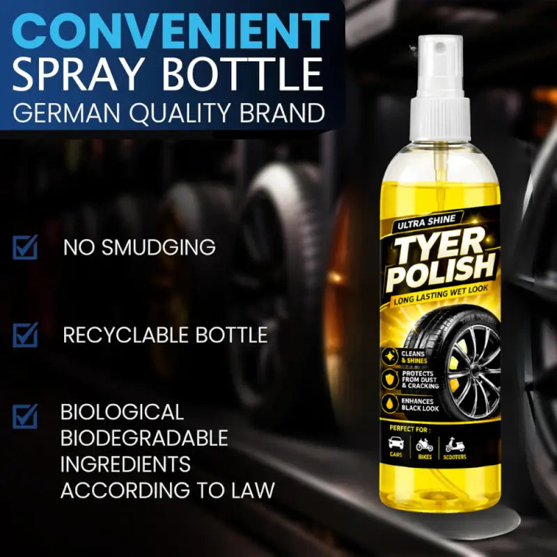 Ultra Shine Tyre Polish Spray | Long Lasting Wet Look Tire Shine for Cars, Bikes & Scooters
