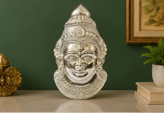 German Silver Lakshmi Mukut – Decorative Crown for Goddess Lakshmi Idol, Home Temple & Pooja Decoration