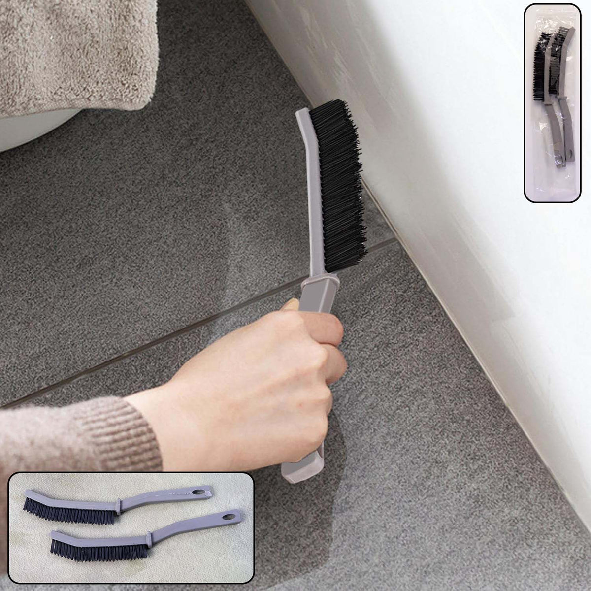 Long handle corner cleaning brush with stiff bristles for deep corner scrubbing Main image