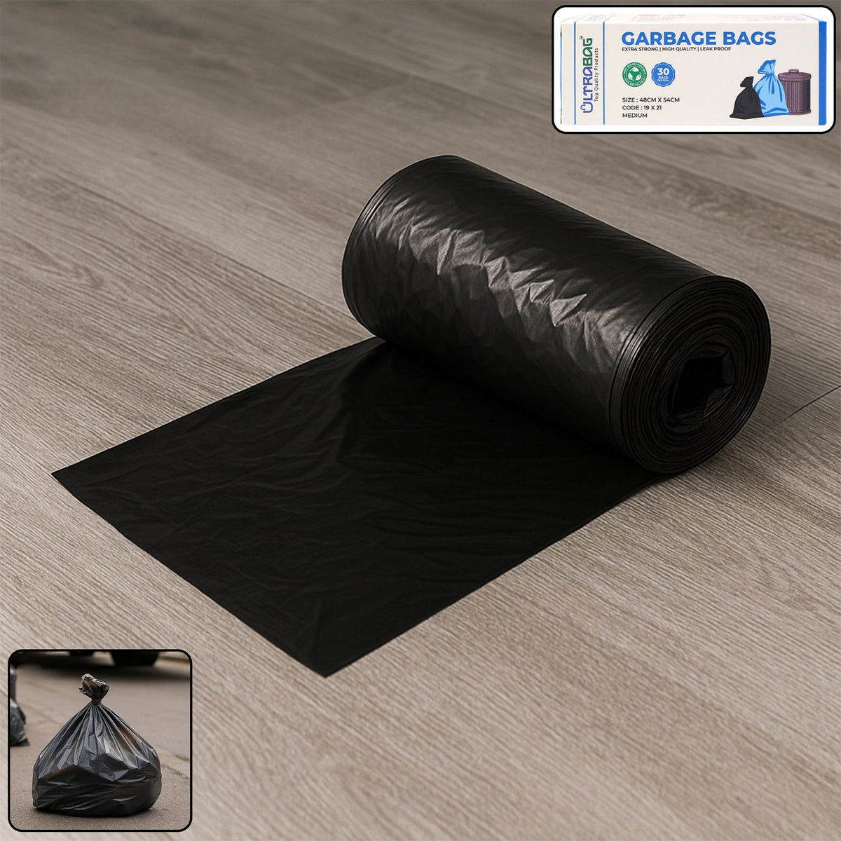 Extra-strong garbage bag roll displayed clearly Main image