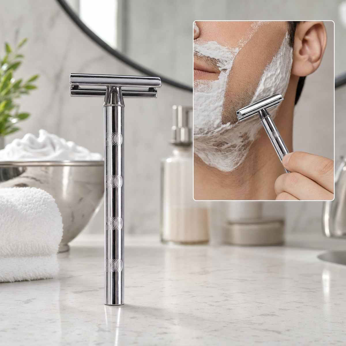 Stainless steel double edge safety razor for men Main image