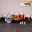 Diamond-pattern transparent drinking glass set showing crystal-look tumblers