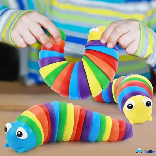 Colorful Finger Slug Toy – Multicolor Stretchable Caterpillar Fidget Toy for Kids