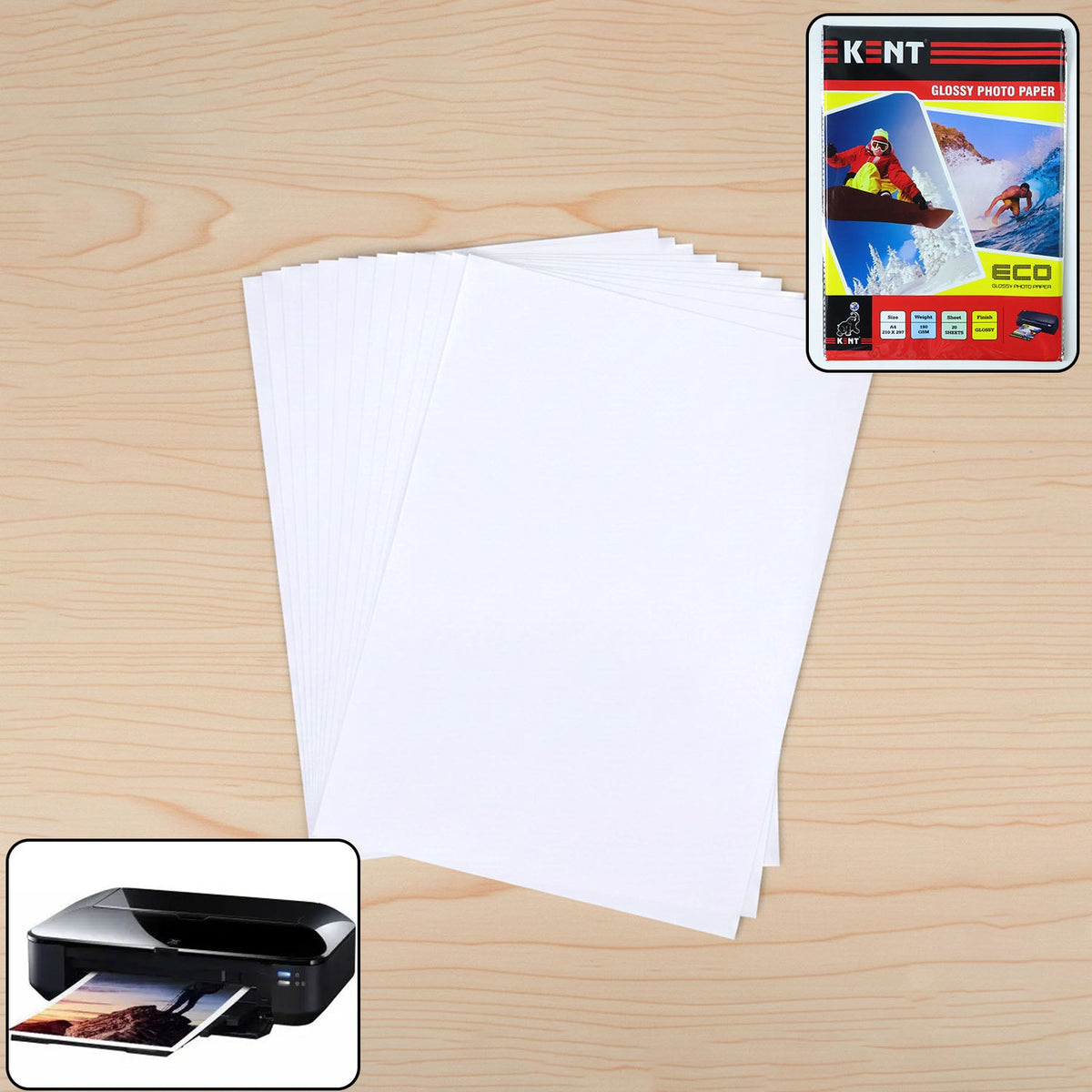Pack of A4 glossy photo paper sheets for inkjet printers Main image