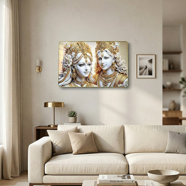 Decorative wall art frame with Radha Krishna for temples and homes