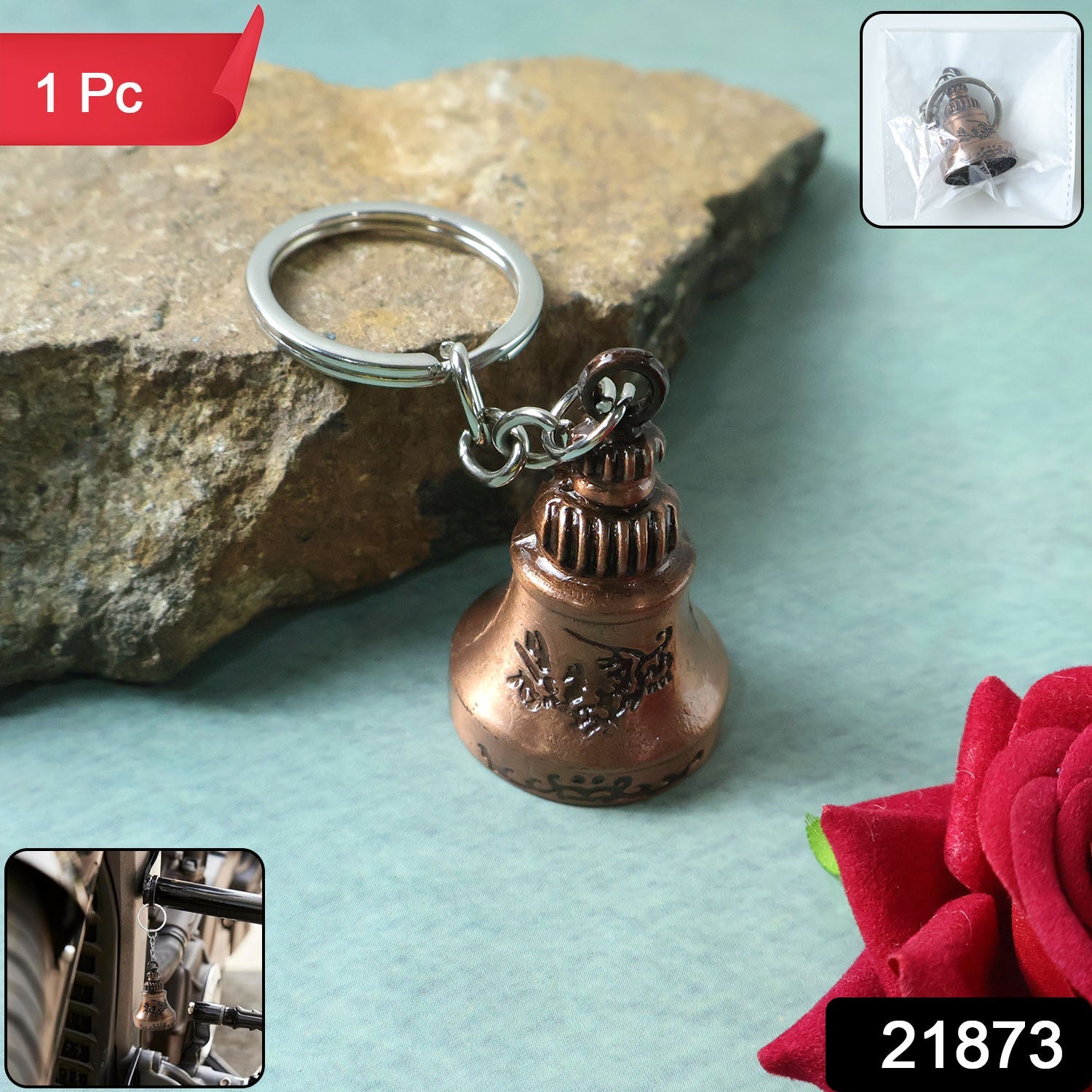 Bell Shape Mini Metal Keychain – Stylish Durable Key Holder Secondary image