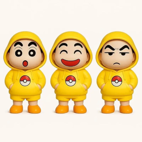 Shinchan 3D Face Changing Cartoon Keychain with 3 Expressions ABS Action Figure Key Ring for Keys Bags Backpack (Yellow)