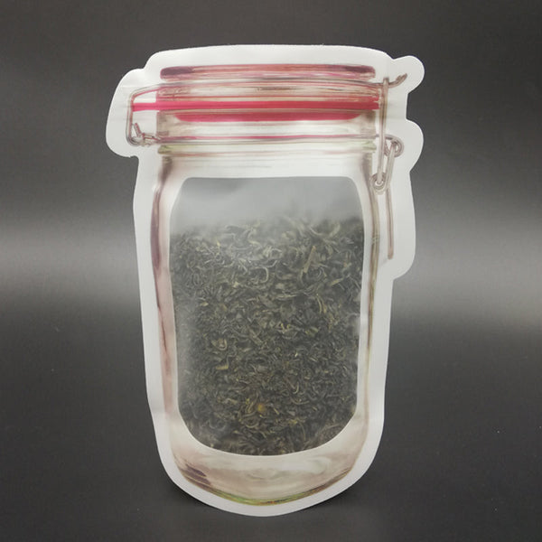 Close-up of the robust zipper closure on the reusable plastic food storage bag.