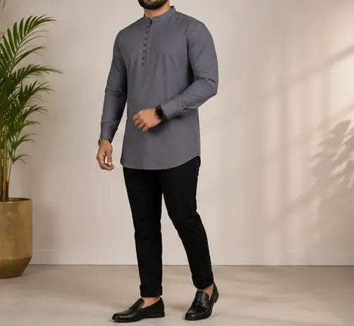 Men's Solid Cotton Blend Kurta – Full Sleeve Casual & Festive Ethnic Wear for Men
