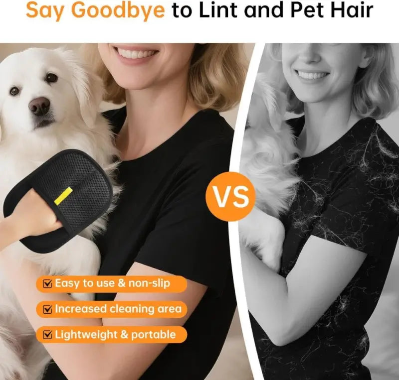 Pet Hair Removal Glove – Reusable Fur & Lint Cleaning Mitt for Cats, Dogs, Clothes & Furniture