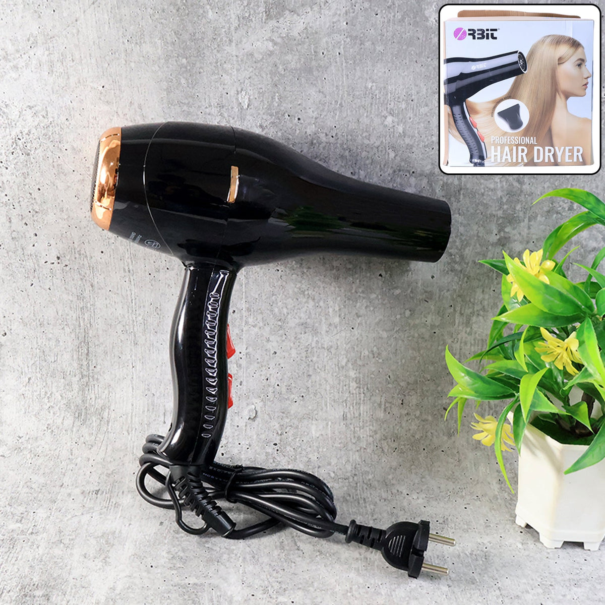 Professional hair dryer with concentrator nozzle for precise styling Main image