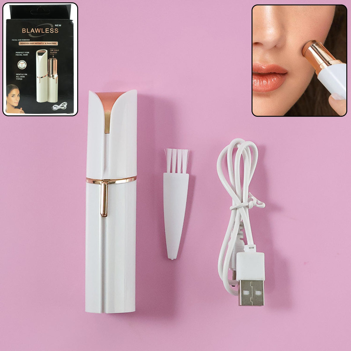 Rechargeable facial hair remover set for women with precision trimming Main image