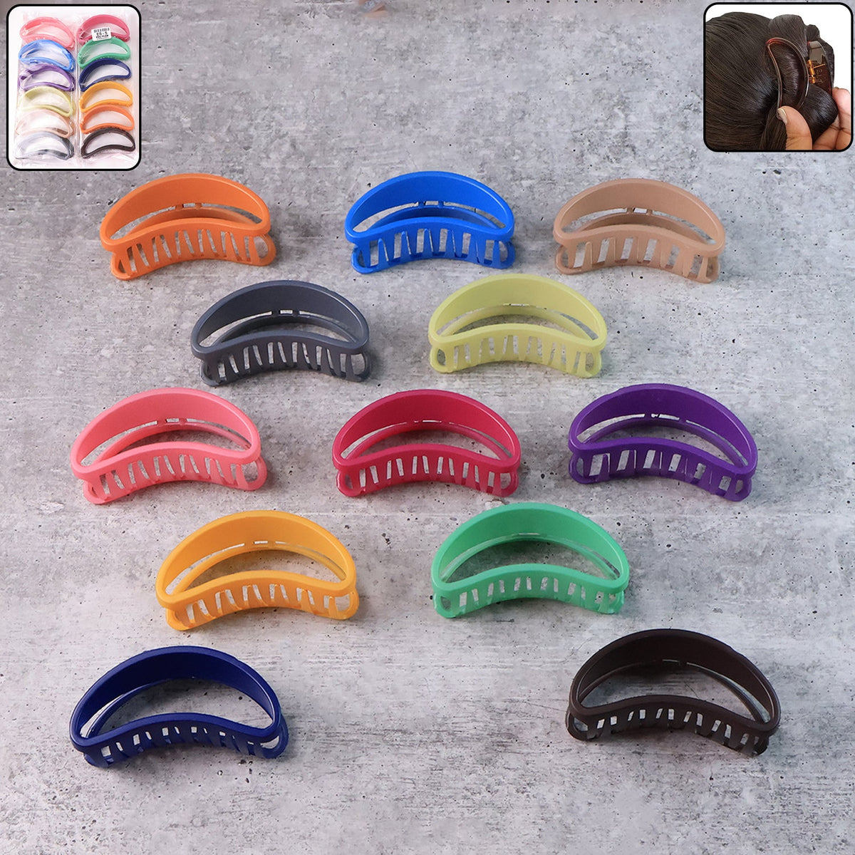 Set of 12 durable matte plastic hair clips for hair styling and grip Main image