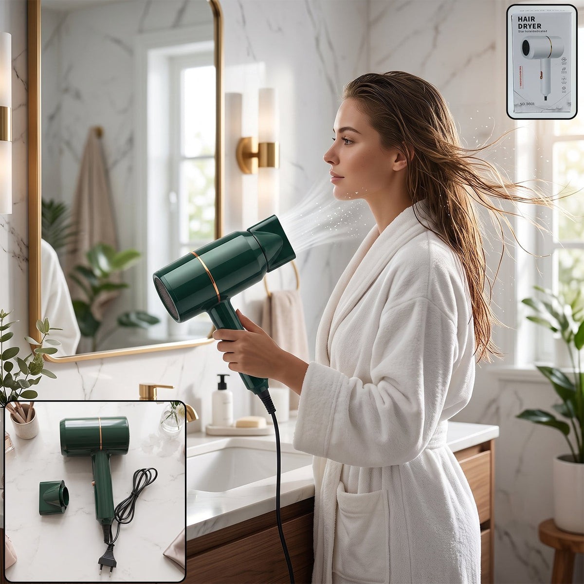 Electric salon hair dryer with professional hot and cold air and nozzle (1 pc) Main image