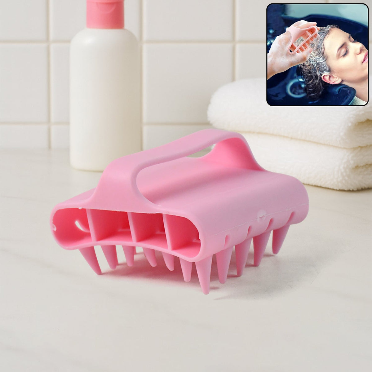 Soft silicone scalp massager shampoo brush with ergonomic handle for deep cleaning Main image