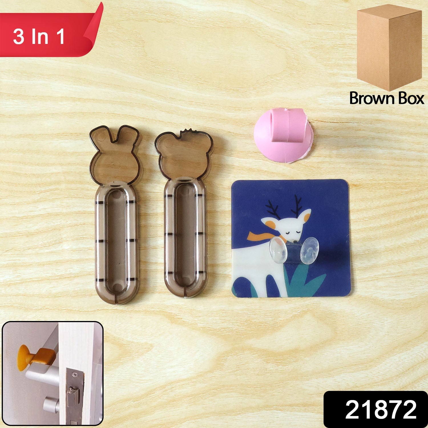 Cartoon Animal Door Stopper Set – Soft Wall Protection Secondary image