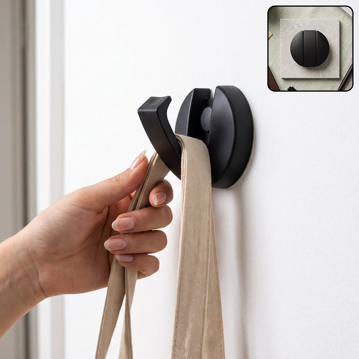Foldable wall mount hook with screws, heavy duty for clothes and bags (1 pc) Main image