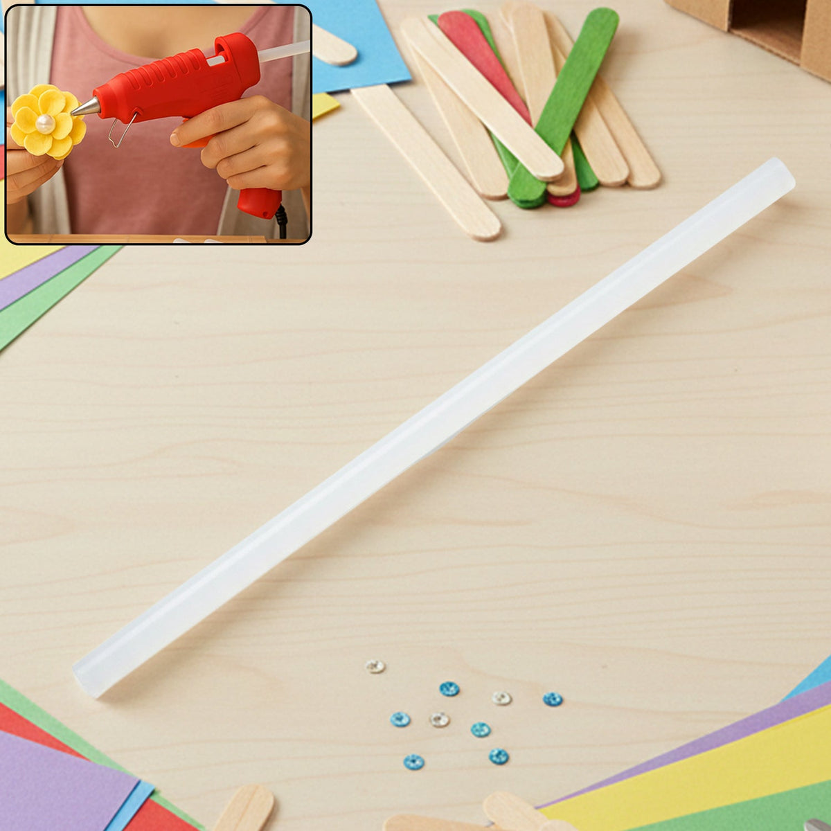 Extra long 29 cm transparent hot melt glue stick for crafts and repairs Main image