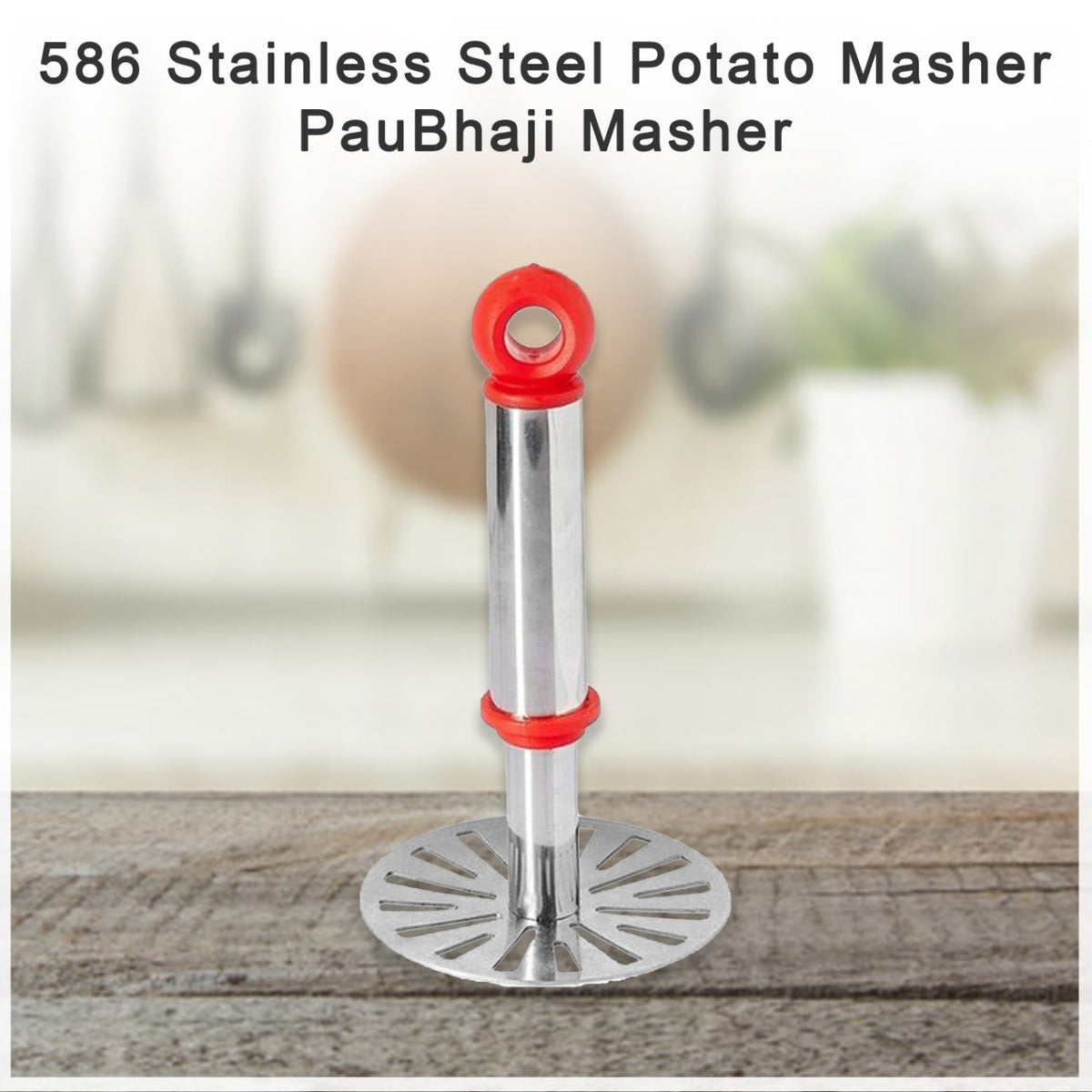Quickslice Pau Bhaji masher, a stainless steel kitchen tool with a wide mashing plate. Main image