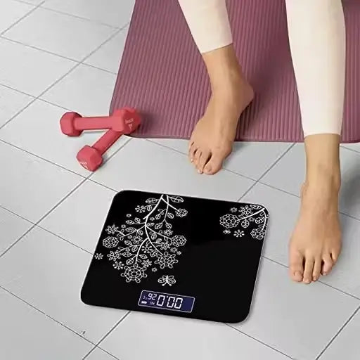 Digital Tempered Glass Weighing Scale – Flower Design LCD Main image