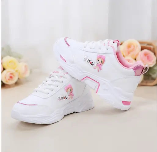 Stylish Printed Casual Shoes for Girls – Lace-Up Synthetic Shoes with Comfortable Rubber Sole